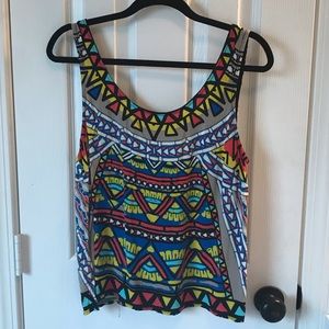 Colorful geometric cutout tank. Size large.
